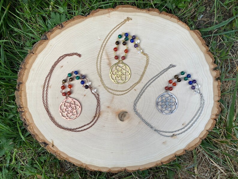 Flower of life chakra necklaces