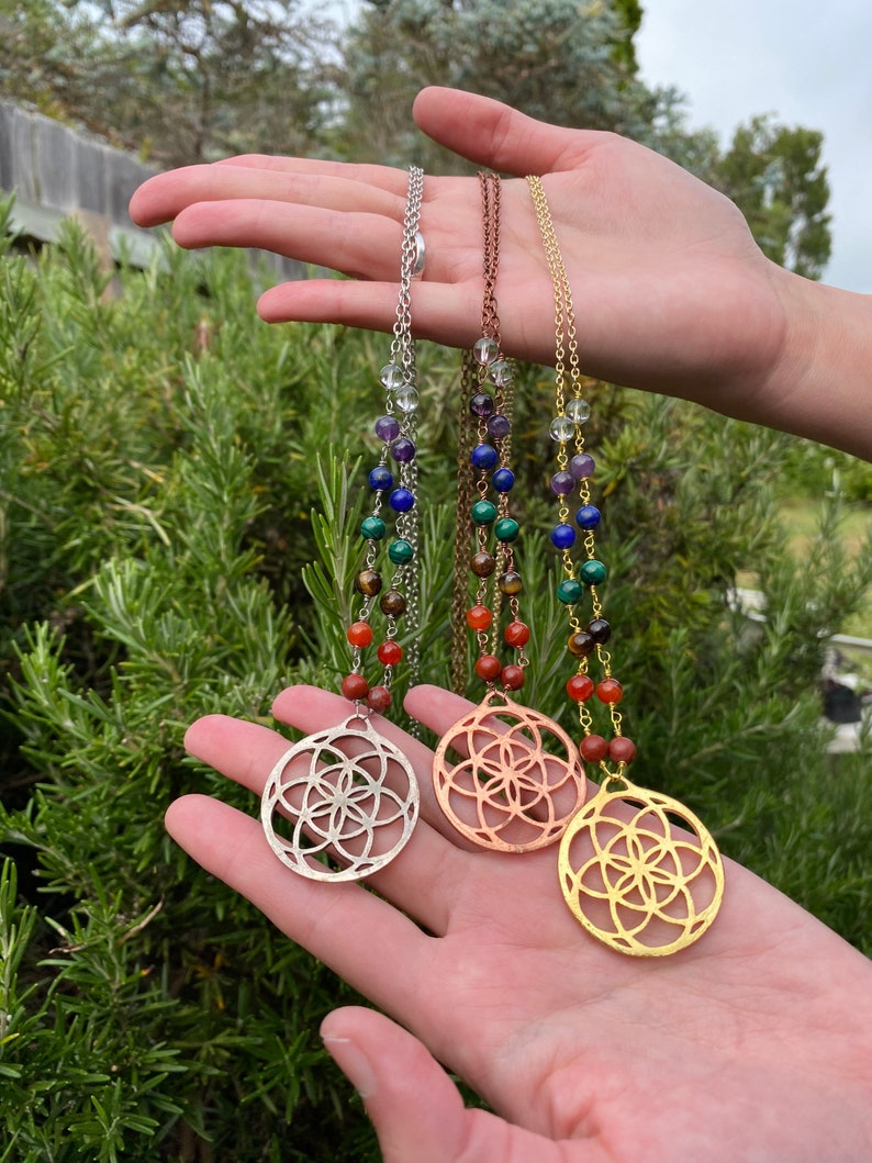 Flower of life chakra necklaces