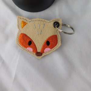 Embroidered keychain fox made of imitation suede - free shipping!