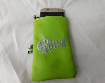 bestickte Smartphonetasche Fischgräte aus Kunstleder - Versandkostenfrei!
