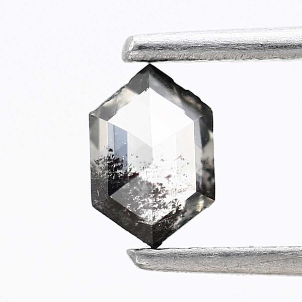 Hexagon Salt and Pepper Natural Loose Diamond For Engagement Ring Design 0.43 Carat, 6.03 x 4.07 x 1.95 MM