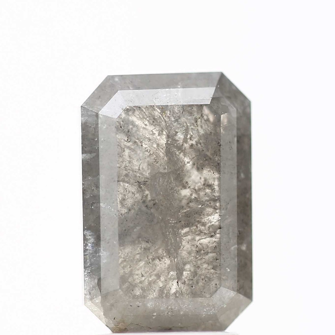 Gray Salt and Pepper Emerald Cut Diamond Loose Natural for Etsy