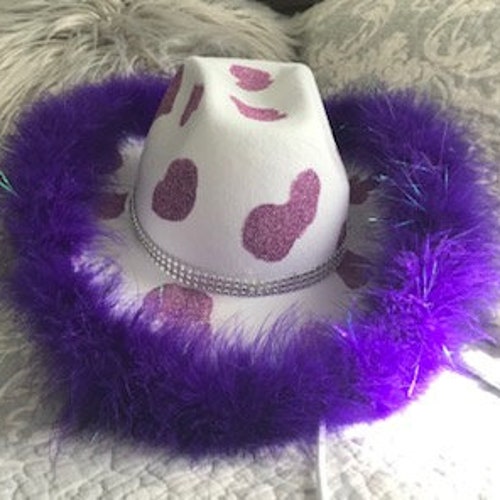 Purple Cow Print Cowboy Hat Tik Tok Hat 