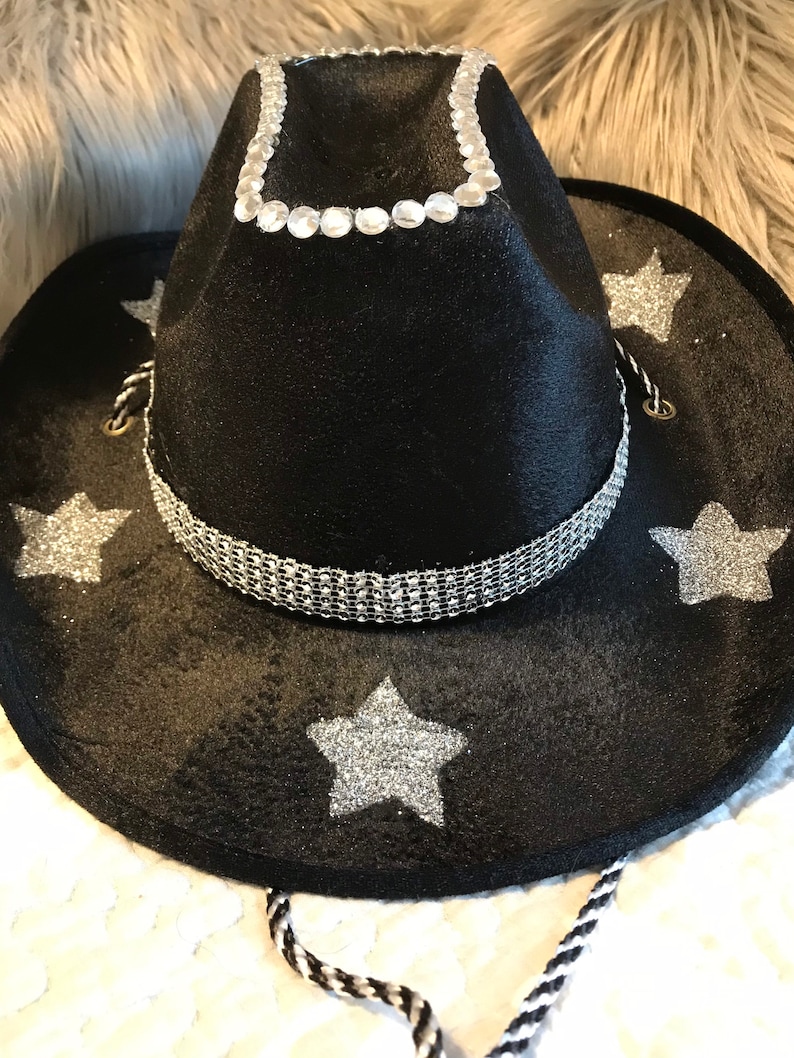 Blinged Black Cowboy Hat Tik Tok Hat Party Hat Etsy