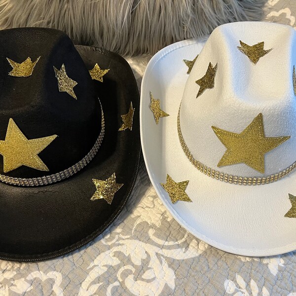 White Glitter Cowboy Hat Etsy