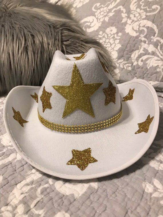 Gold Glitter Star Cowboy Hat Tik Tok 