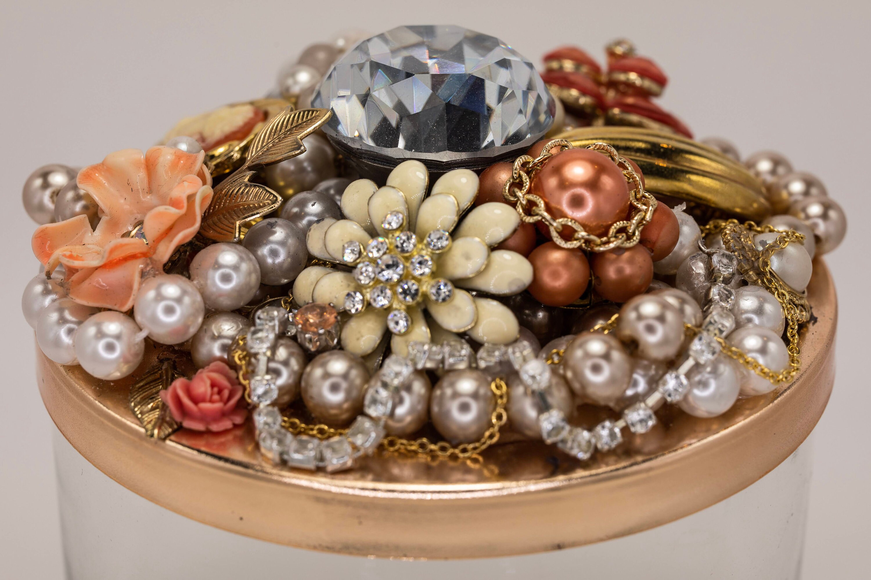 Vintage Jewelry Jeweled Jar Lids Etsy