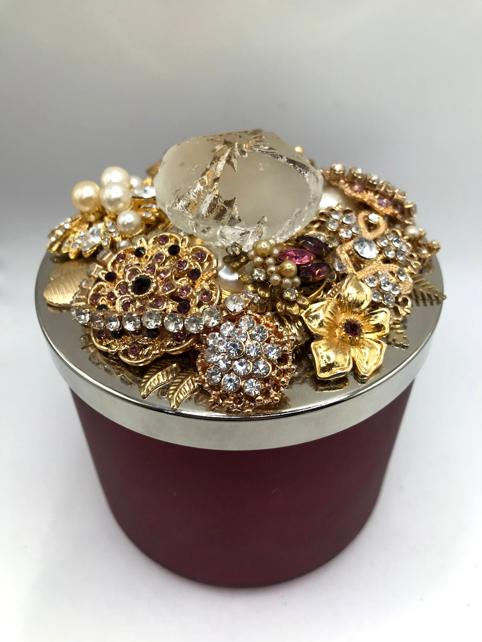 Vintage Jewelry Jeweled Jar Lids Etsy