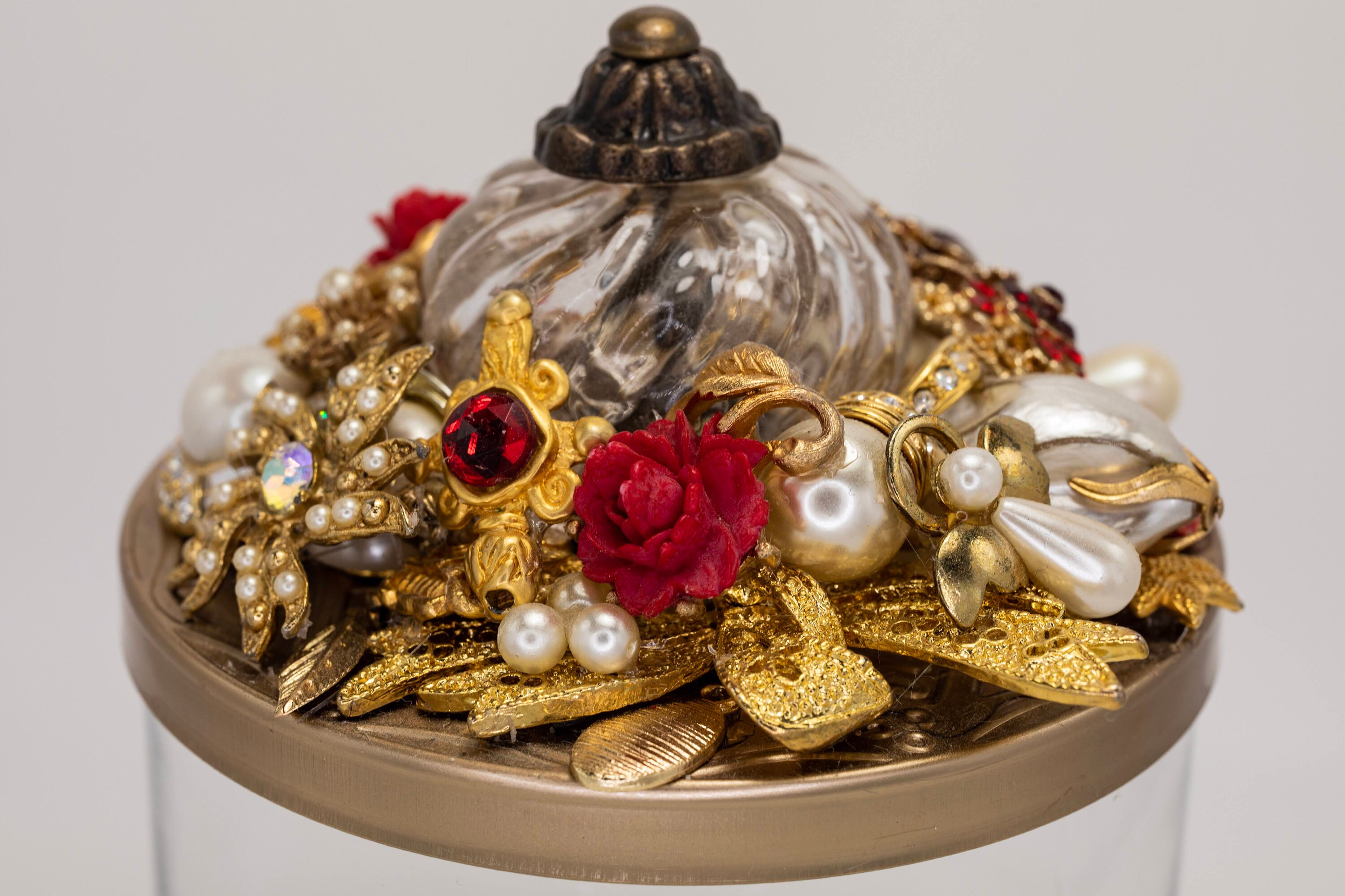 Vintage Jewelry Jeweled Jar Lids Etsy