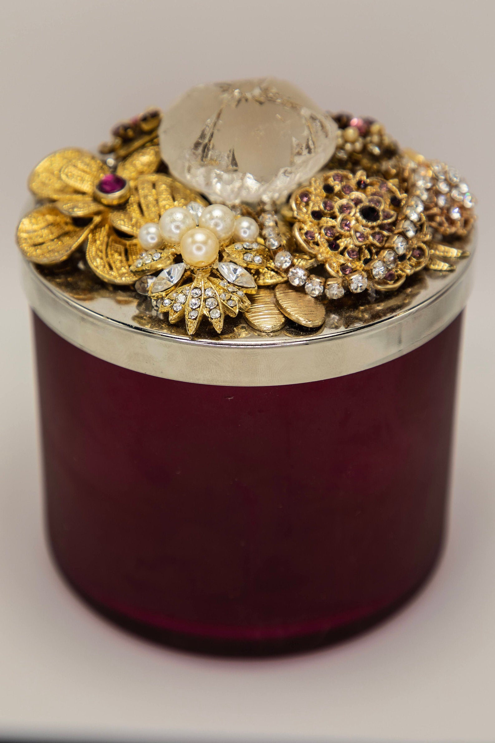 Vintage Jewelry Jeweled Jar Lids Etsy