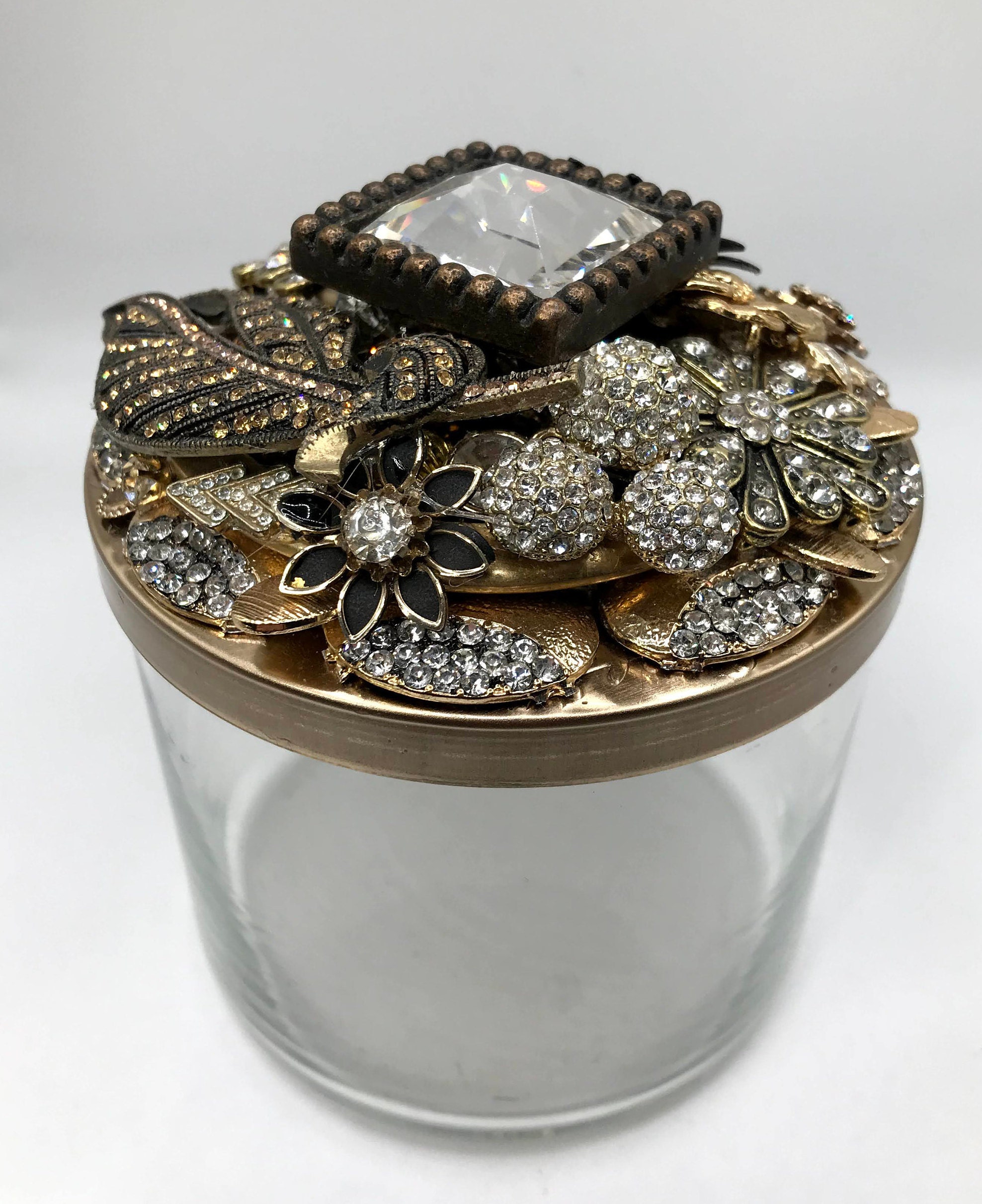 Vintage Jewelry Jeweled Jar Lids Etsy