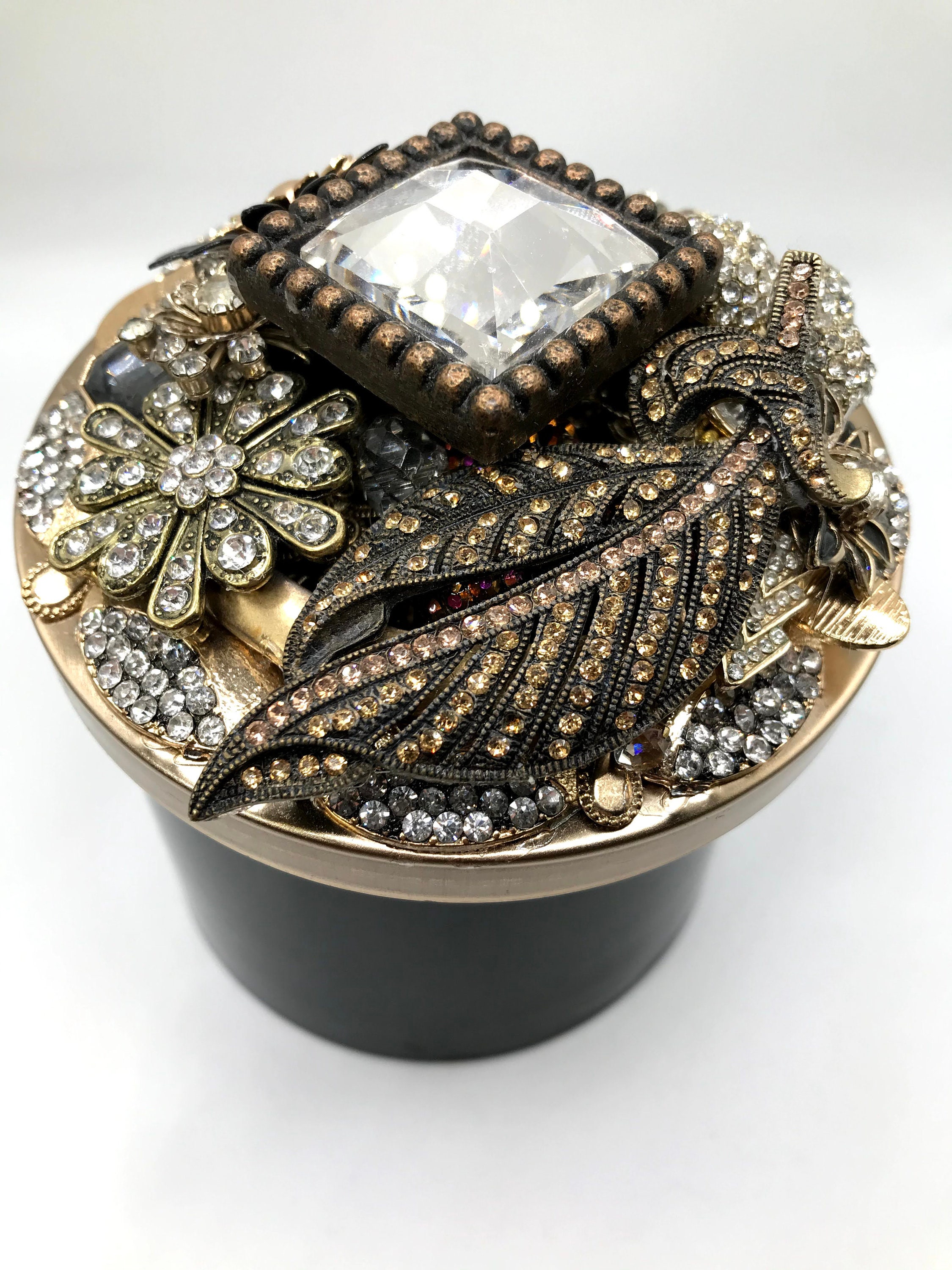 Vintage Jewelry Jeweled Jar Lids Etsy