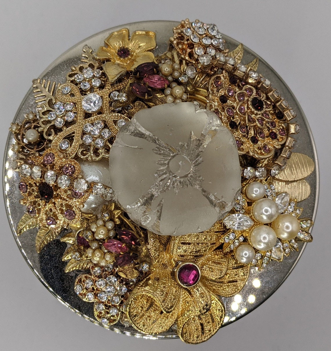 Vintage Jewelry Jeweled Jar Lids Etsy