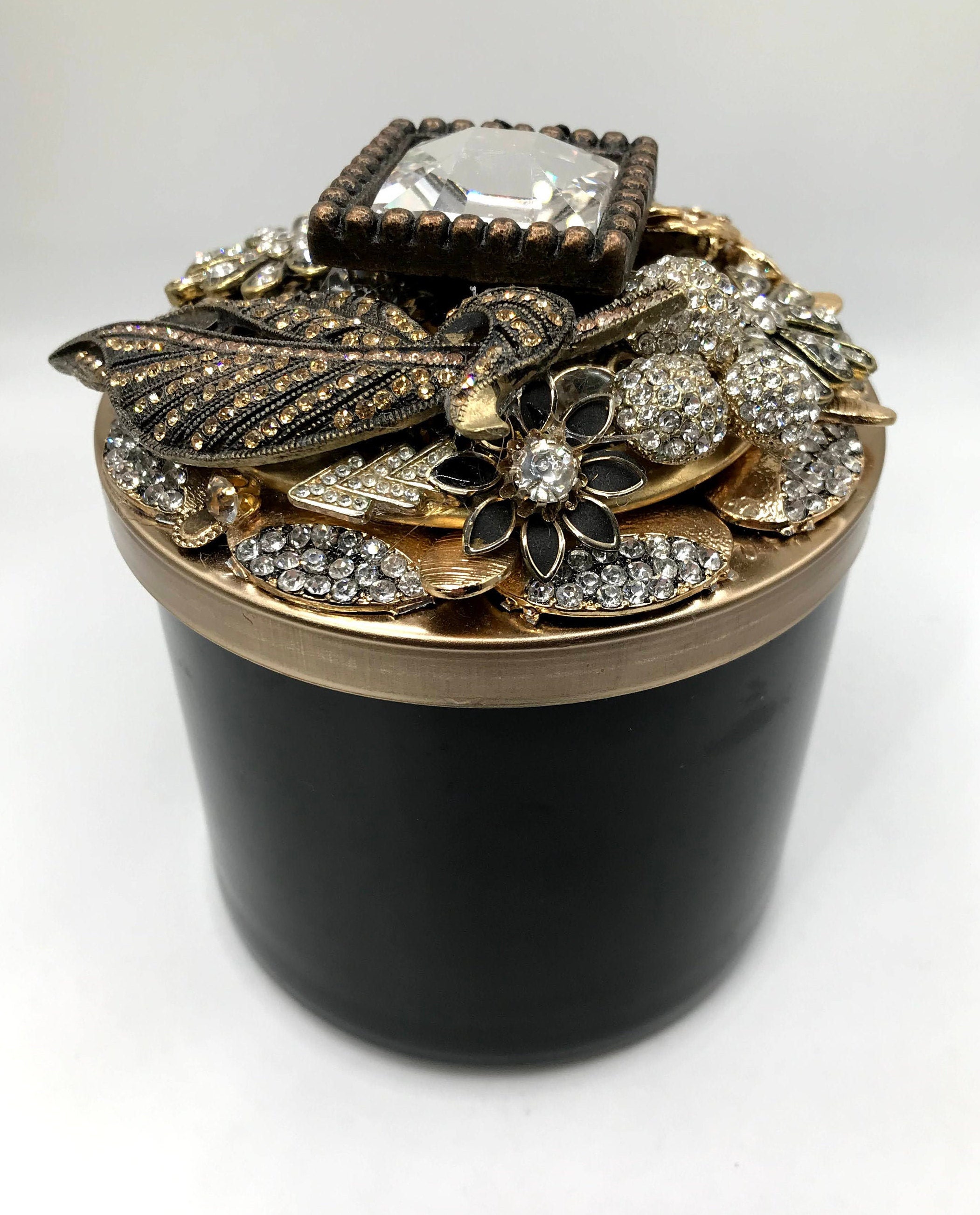 Vintage Jewelry Jeweled Jar Lids Etsy