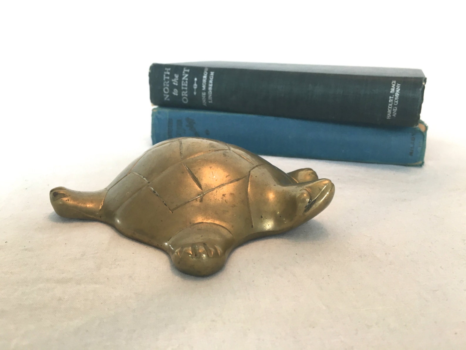Vintage Brass Turtle Paperweight, Brass Turtle Figurine, Brass Tortoise