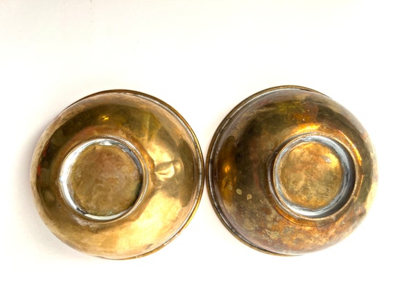 Set of Two Vintage Small Brass Bowl with Engraved… - image 8