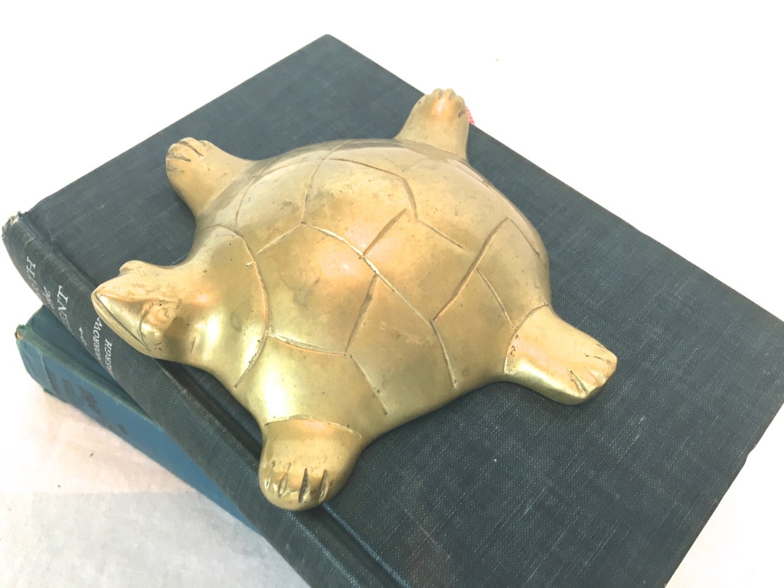 Vintage Brass Turtle Paperweight Brass Turtle Figurine Brass Etsy UK
