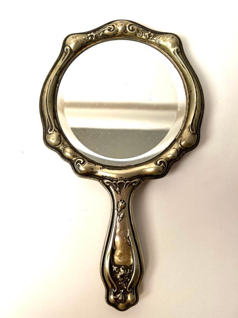 Antique German Silver Hand Mirror Victorian Hand Mirror Art Etsy
