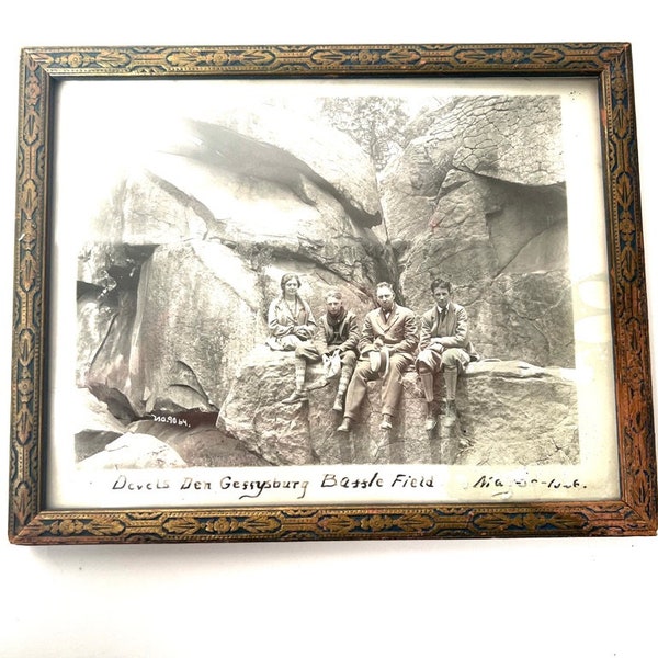 Antique Photo of Gettysburg with Unique Art Deco Frame