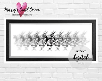 Alice in Wonderland B&W Colour White Rabbit Digital Download Printable Wall Art Print Decor