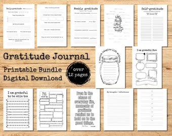 Gratitude Journal printable bundle | digital download | mindfulness | positive mindset | daily gratitude