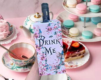4 x Alice in Wonderland Drink Me bottle tags signs for Tea Party Wedding Birthday party table centerpiece