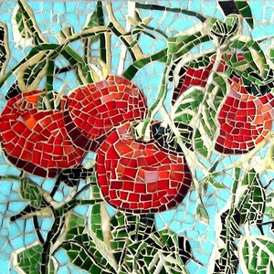 Mosaic tomatoes - warm home decor - tomato art