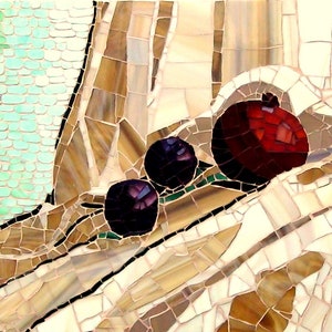 Pomegranate and Plums Mosaic Still Life: Kitchen Wall Decor