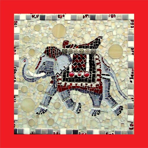 Art d'éléphant en mosaïque fait main