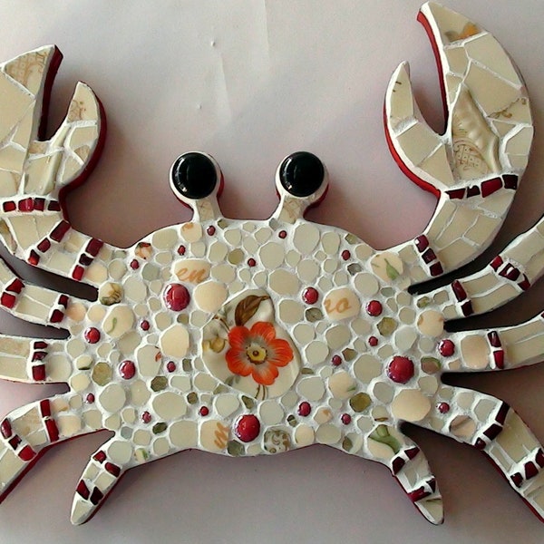 Mosaic Crab - wall decoration - zodiac sign - animal art - crab decor - cancer zodiac art wall