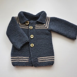 Baby soft cardigan, Hand knit baby boy wool sweater, Newborn knit gift, 0-3 month