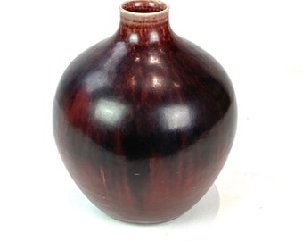 Ceramic vase with ox-blood coloured glaze by Kresten Bloch for Royal Copenhagen