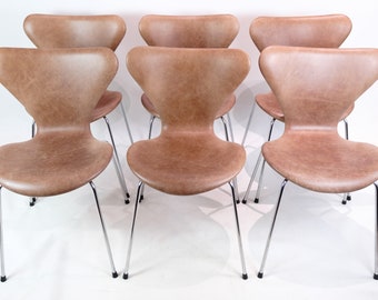 Set of 6 seven chairs, 3107, Arne Jacobsen, Fritz Hansen