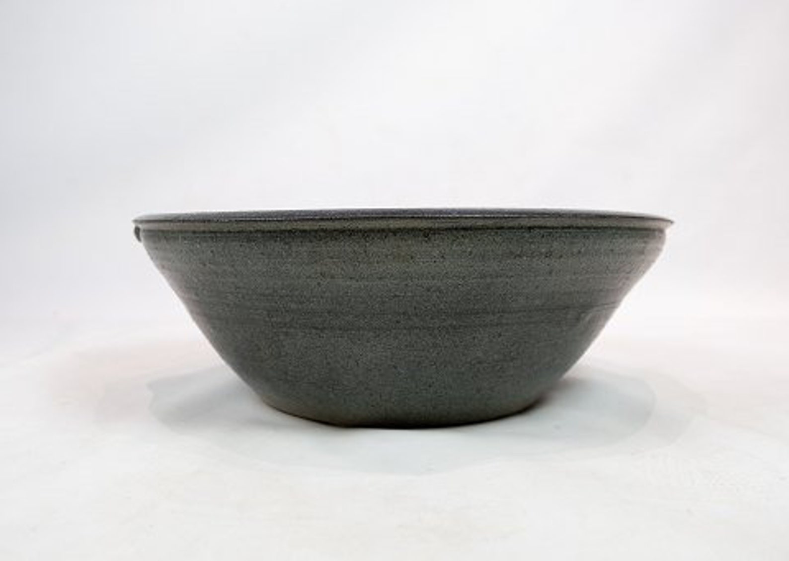 Large grey ceramic bowl decorated with pattern on the inside Etsy