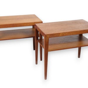 Set Of Two Side Tables With Shelf Made In Teak By Severin Hansen For Haslev Furniture Factory From 1960s