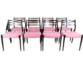 Mahogany dining table chairs, model 78, designed by N.O Møller