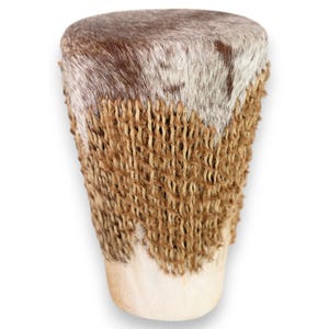 Traditional African Drum Made In Hollowed Wood % Animal Skin With Fur From Southern Africa