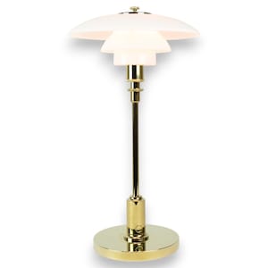 PH 2/1 Portable Table Lamp With Opal Glass & Brass Frame By Poul Henningsen For Louis Poulsen