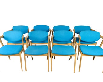 Set of eight dining room chairs, model 42, designed by Kai Kristiansen, Schou Andersen in the 1960s