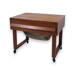 Sewing Table With drawer On Wheels Made In Teak, Danish Design From 1960s