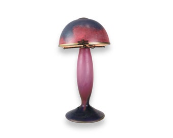 French Tablelamp Made In glass With a Dark Purple and bordeaux colours,  Signed Le Verre Francais from the 1920s