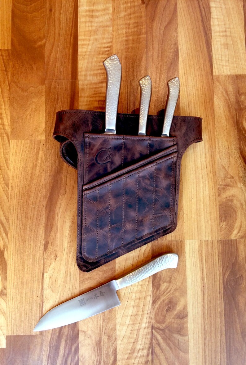 Brown Chef Knives Belt Gift Trends Chefs Knives Roll Etsy