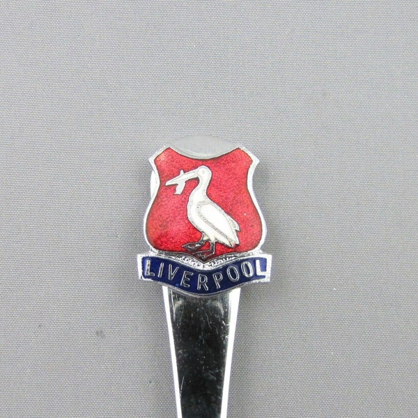 Liverpool England Liver Bird on top Vintage Collectible LARGE Souvenir Spoon  Sugar Spoon Serving Spoon