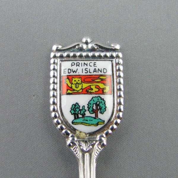 Prince Edward Island Coat of Arms Provincial Flower LADY'S SLIPPER Vintage Collectible Souvenir SPOON