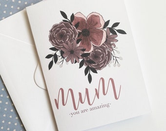 Birthday Card, Mother's Day Card, Card for Mum, Card For Mum UK, Mum Card, Mother's Day Flowers