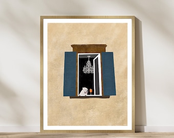 Dog Dolce Vita Print/ Italian Dog Aperol Spritz Print/ Dog Wall Decor