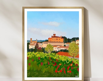 Barolo Italy Wine Art, Piedmont Italy Art, Travel Art, Wine Country Art