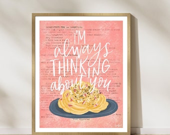 Carbonara Art Print, Pasta Carbonara, Italian Pasta Art, Kitchen Art, Wall Art, Italian Food