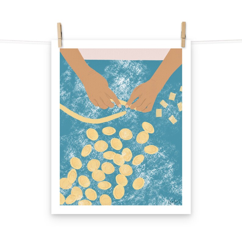 Pasta Fatto a Mano Art Print, Pugliese Orecchiette, Handmade Pasta, Kitchen Print, Italian Food, Pasta Art