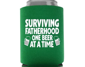 Surviving Fatherhood One Beer At A Time - Father's Day Can Cooler - Father's Day Gift -  Stocking Stuffer